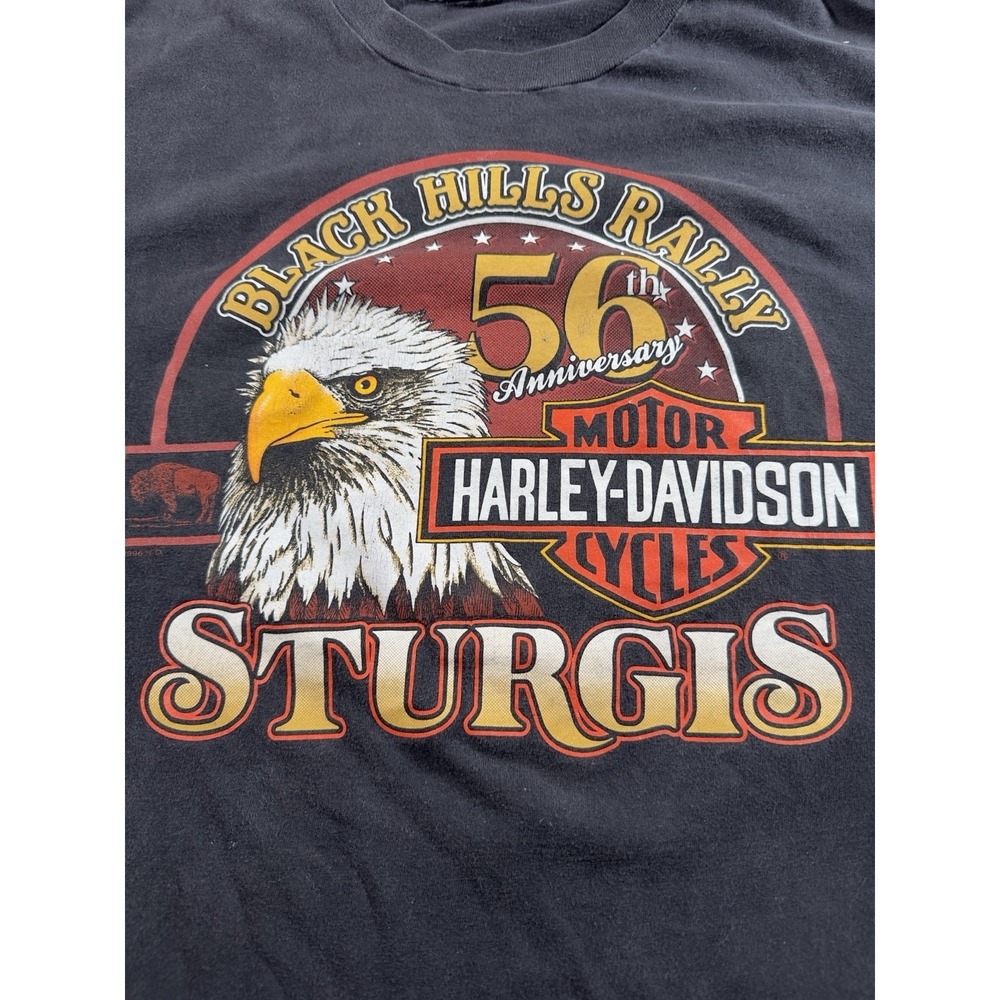 Harley Davidson‎ T Shirt Men XL Sturgis Black Hills Rally 56th Anniversary 1996